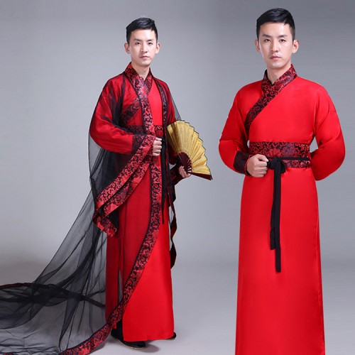 Chinese traditional Hanfu Costume  photos drama cosplay Male Tang Dynasty warrior swordsmen stage performance robes costumes